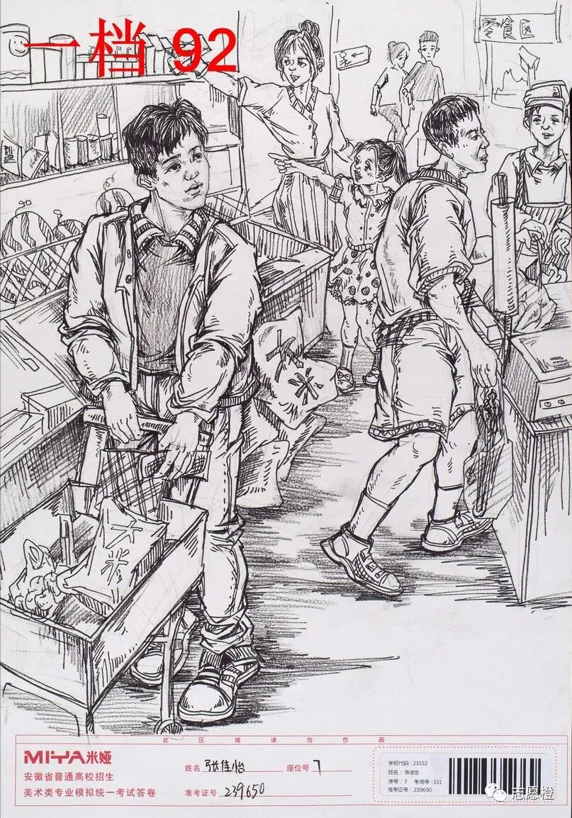【安徽省】2024届美术模拟考试!速写还有很大进步空间!附高分卷点评! 第190张