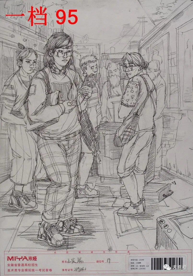 【安徽省】2024届美术模拟考试!速写还有很大进步空间!附高分卷点评! 第214张