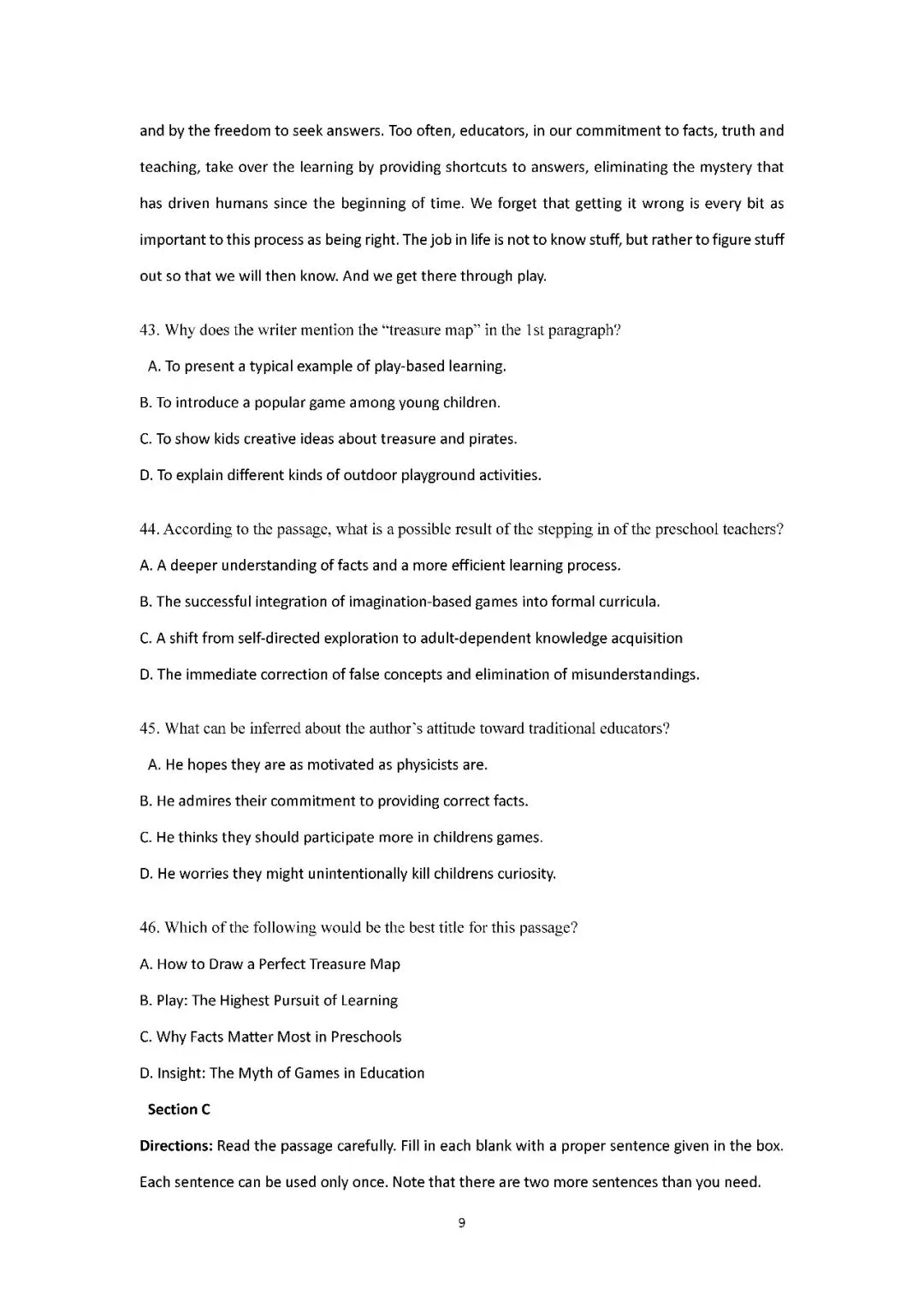 2026届上海市普陀区高三二模英语试卷(含答案) 第9张