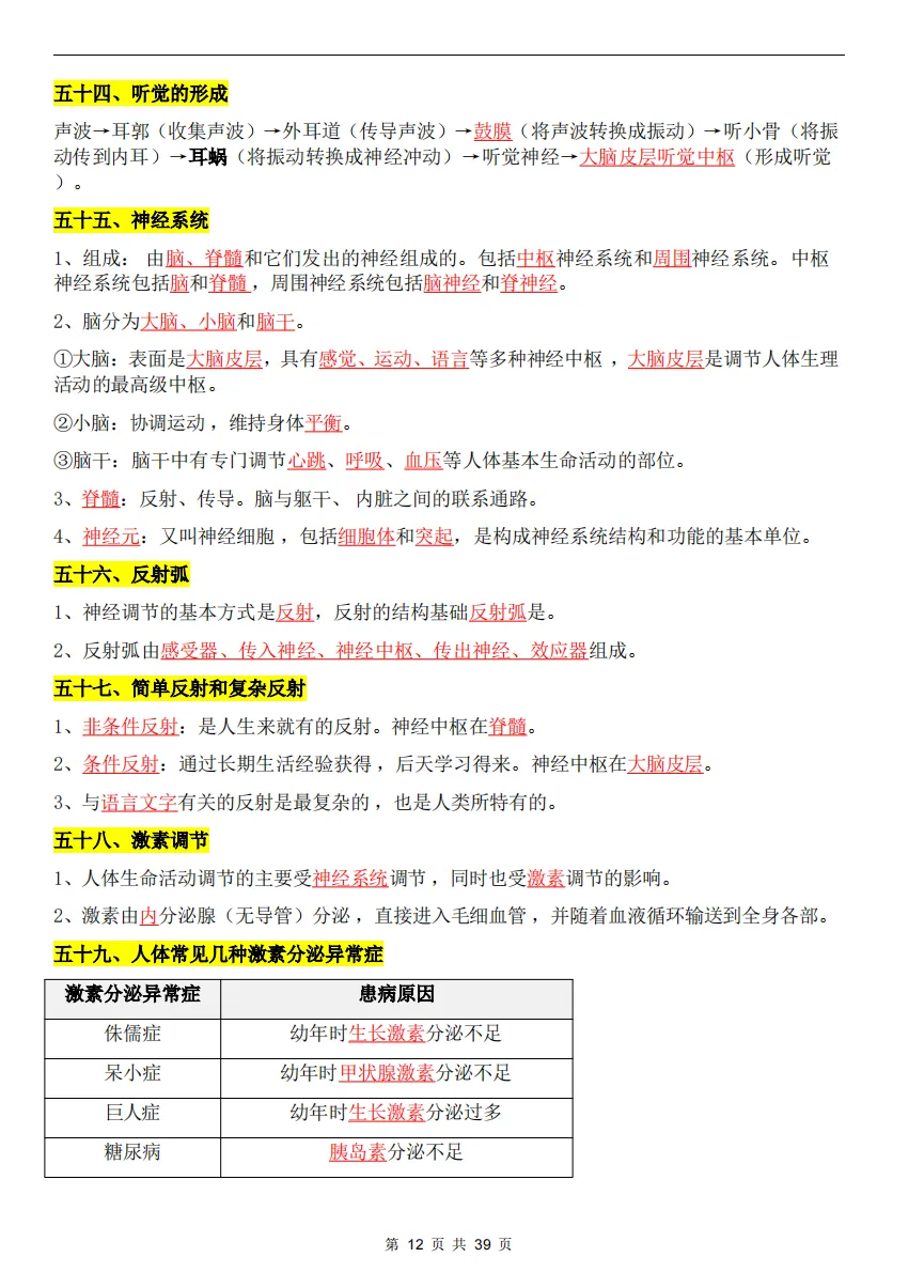 八年级生物中考丨2026 初中生物会考考点梳理(背诵版) 第11张
