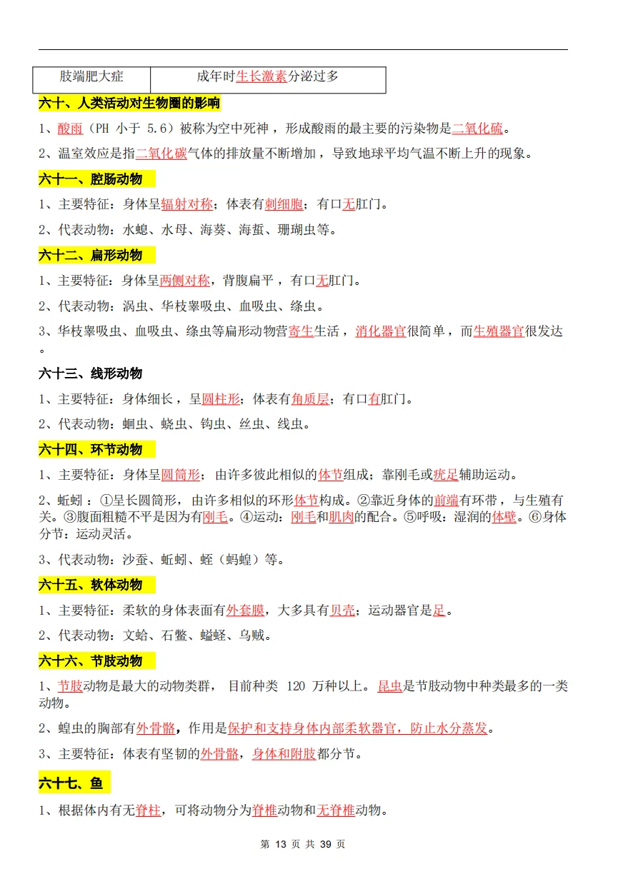八年级生物中考丨2026 初中生物会考考点梳理(背诵版) 第12张