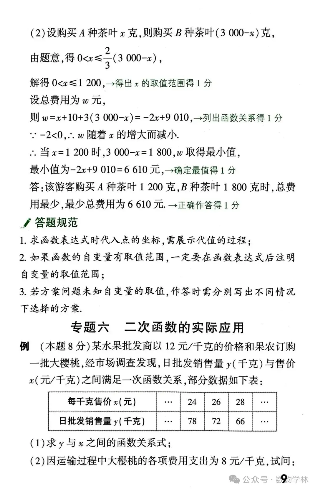 中考数学真题答题规范及评分标准 第9张