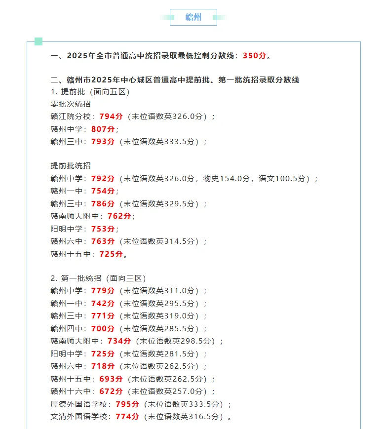 2025年中考赣州市普高最低录取分数线及公办中专招生专业 第3张