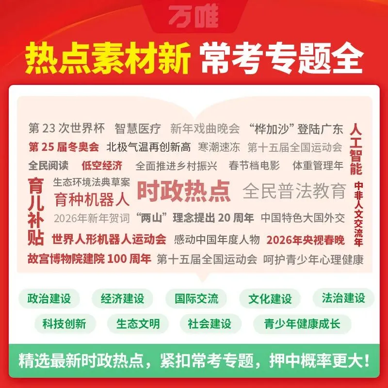 【广告】2026万唯中考时政热点道法历史生物地理会考预测人民日报政治时政热点素材押题复习真题猜押【券面额】32元【到手价】17.90元 第4张