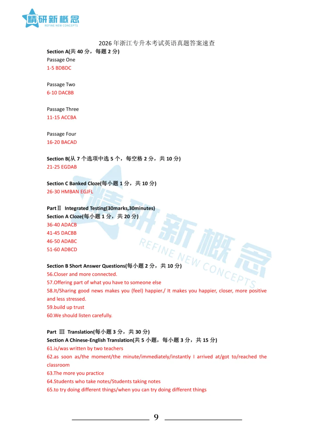 【精研新概念】2026年浙江专升本三科真题+参考答案+考情分析汇总 第43张