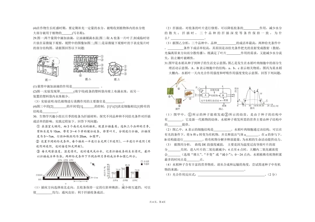期中真题-2025 年临沂临沭县初一下学期期中生物试题(完整版 + 答案) 第7张