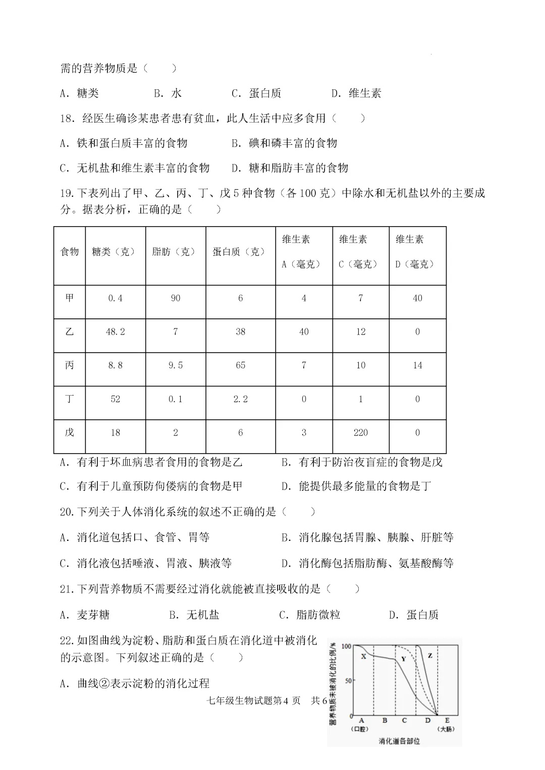 期中真题-2025 年临沂罗庄区初一下学期期中生物试题(完整版 + 答案) 第7张