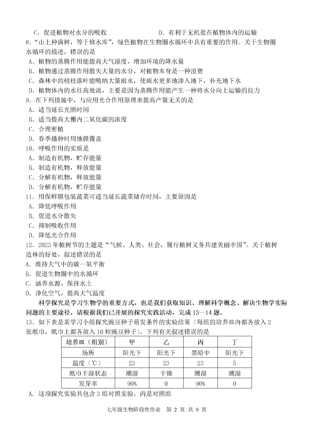 期中真题-2025 年临沂沂水县初一下学期期中生物试题(完整版 + 答案) 第5张
