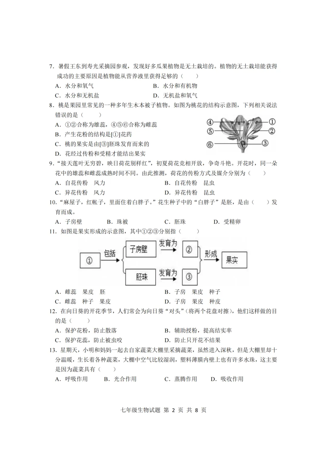 期中真题-2025 年临沂莒南县初一下学期期中生物试题(完整版 + 答案) 第5张