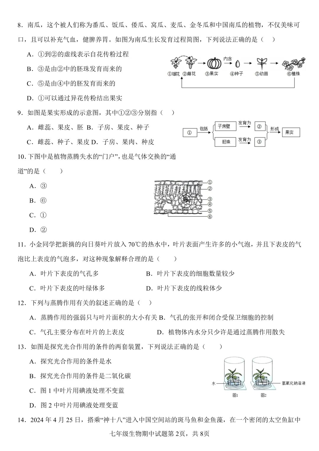 期中真题-2025 年临沂费县初一下学期期中生物试题(完整版 + 答案) 第5张