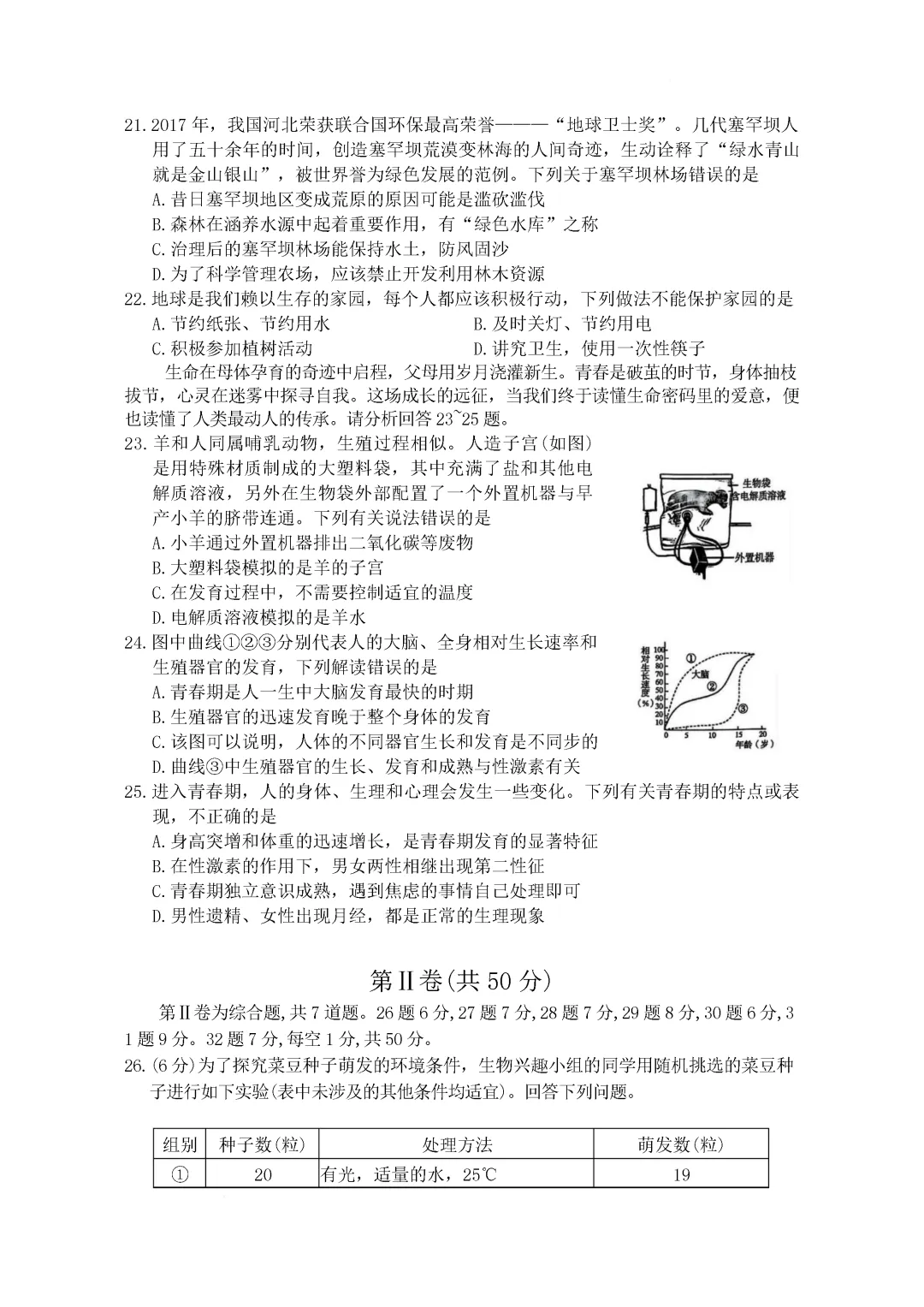期中真题-2025 年临沂兰山区初一下学期期中生物试题(完整版 + 答案) 第8张