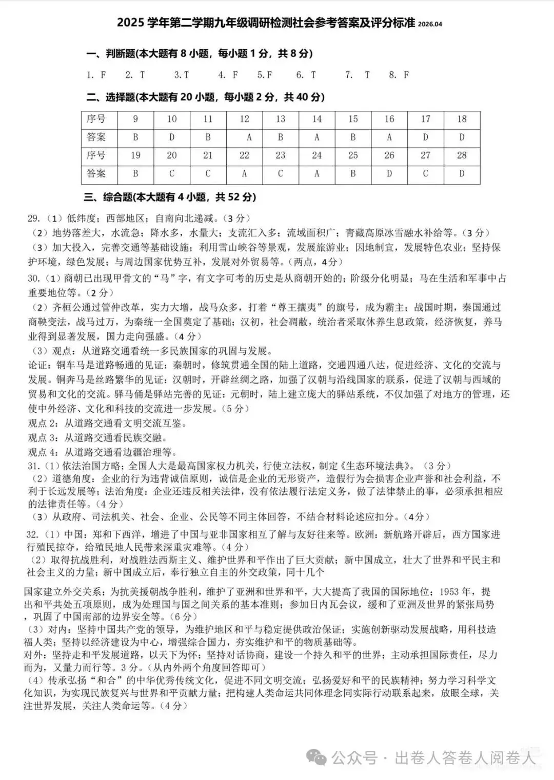 金华2026年中考一模社会卷 第7张