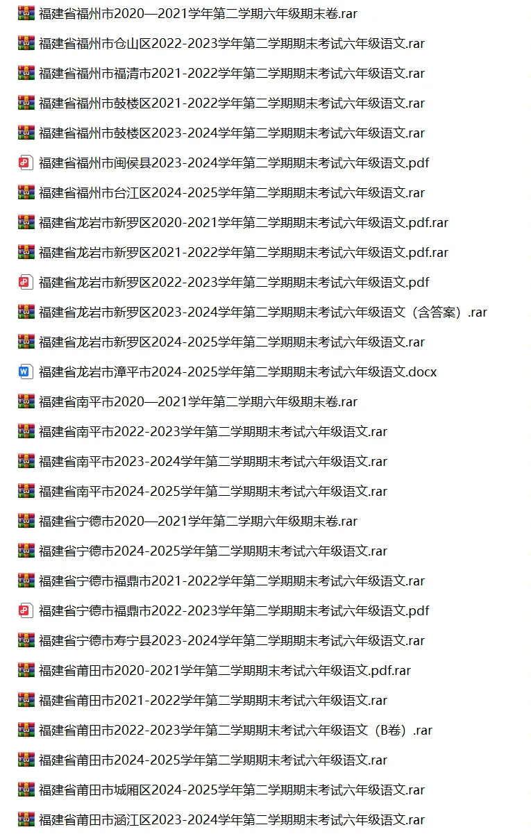 福建省小学语文六年级下学期历年期末真题试卷汇编 | 可下载打印 第2张