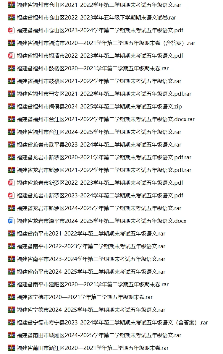 福建省小学语文五年级下学期历年期末真题试卷汇编 | 可下载打印 第2张