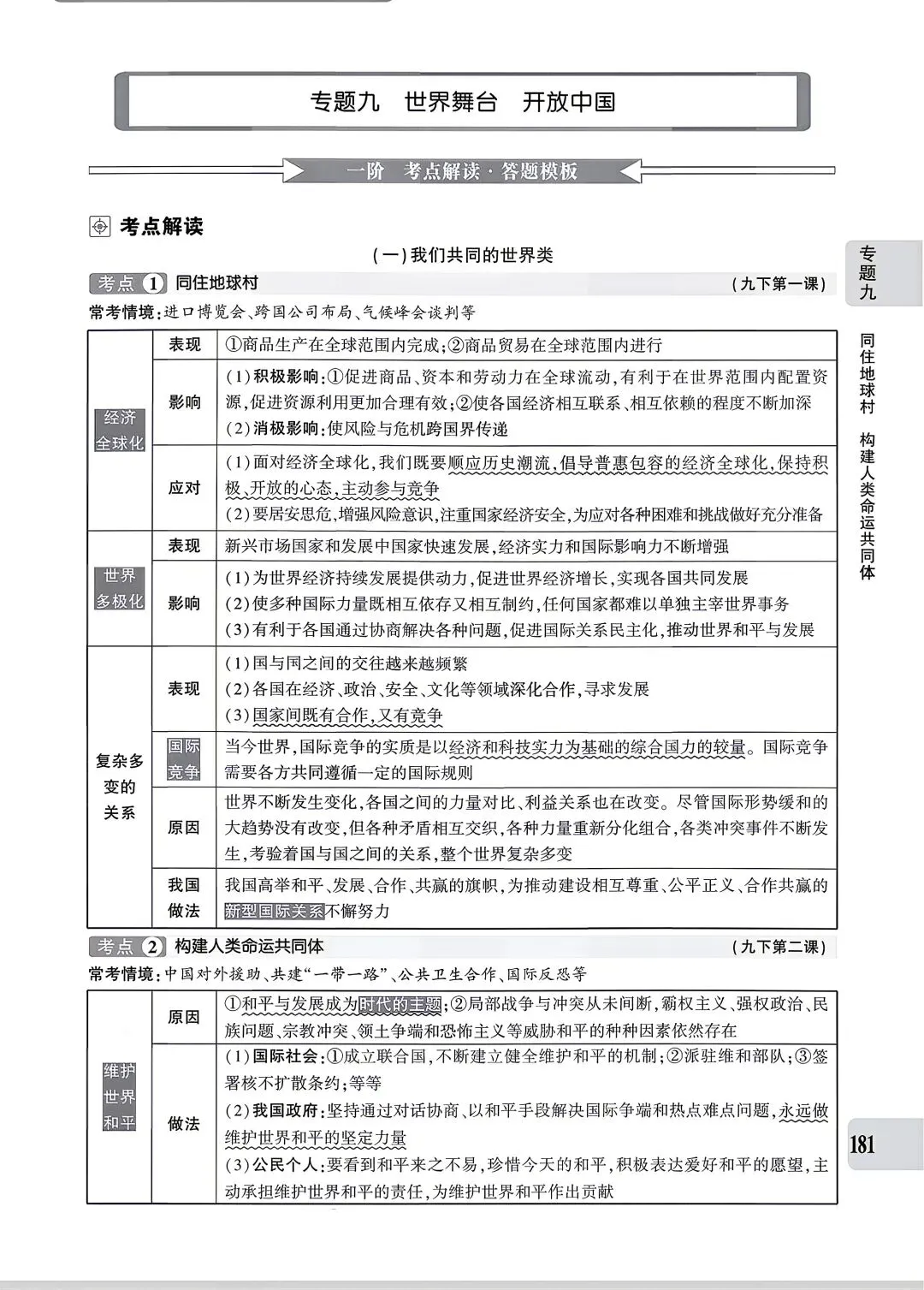 【道法】中考专题九:世界舞台 第1张