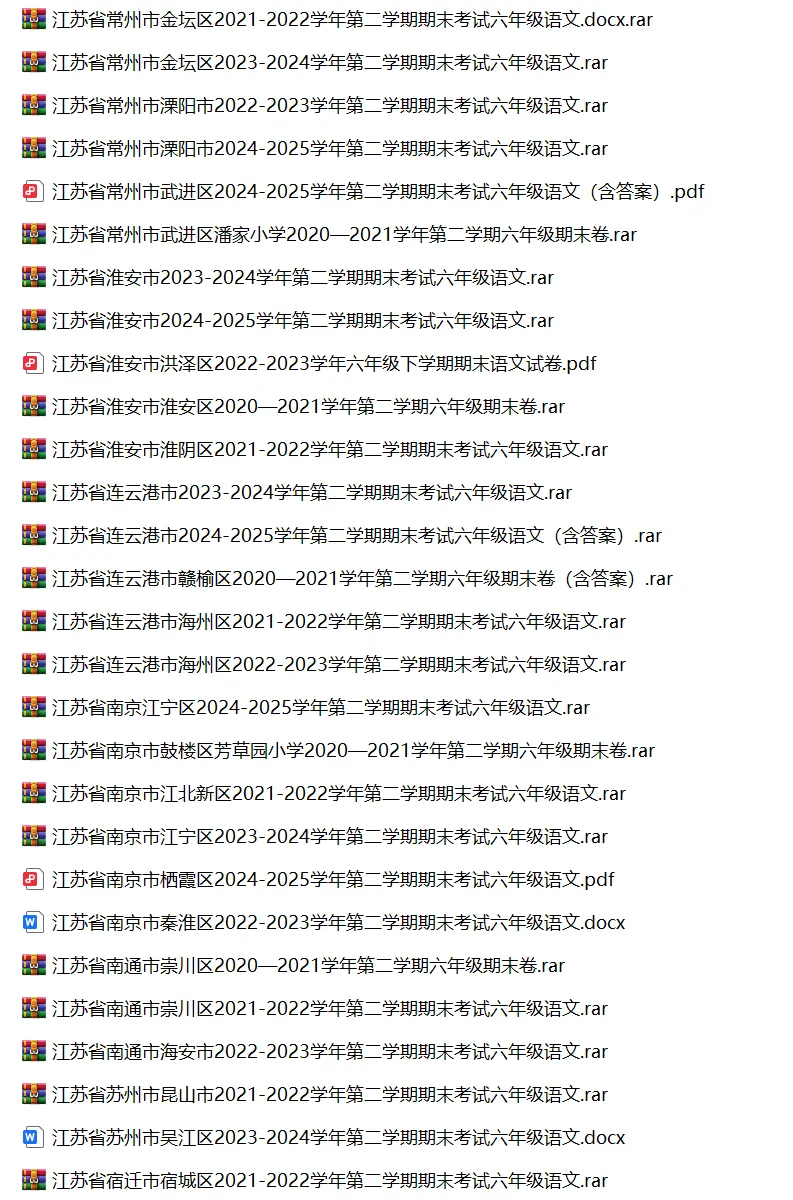 江苏省小学语文六年级下学期历年期末真题试卷汇编 | 可下载打印 第2张