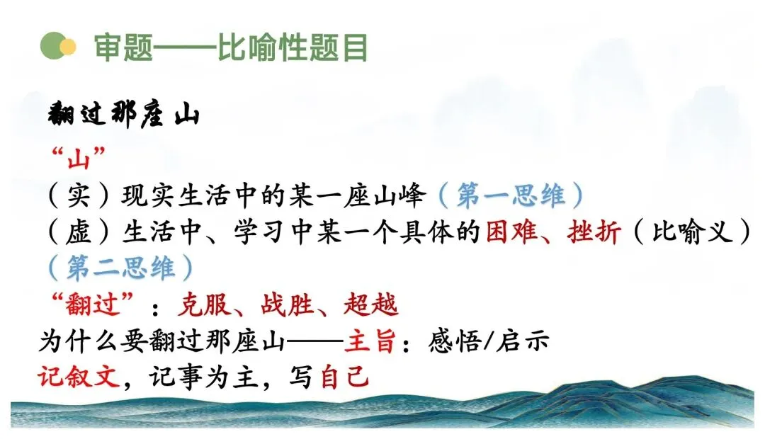 中考记叙文写作这样上思路清晰(以《翻过那座山》为模版) 第7张