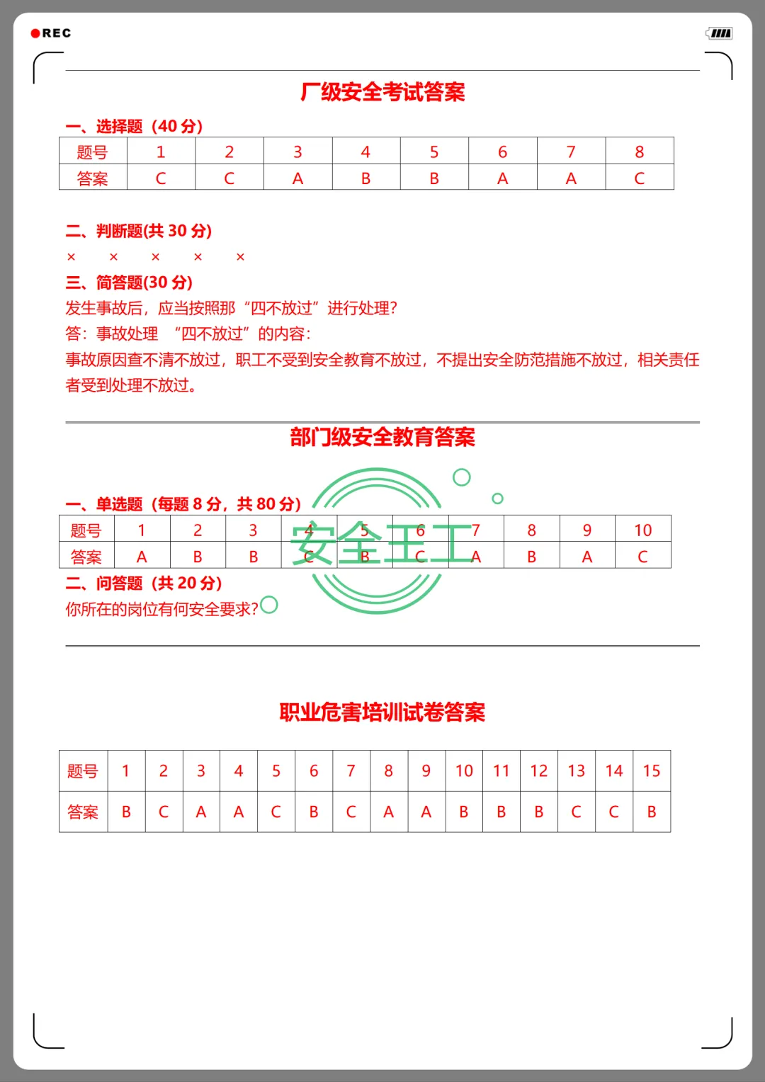 员工三级安全教育卡及试卷+新员工安全生产及安全教育讲义 第8张