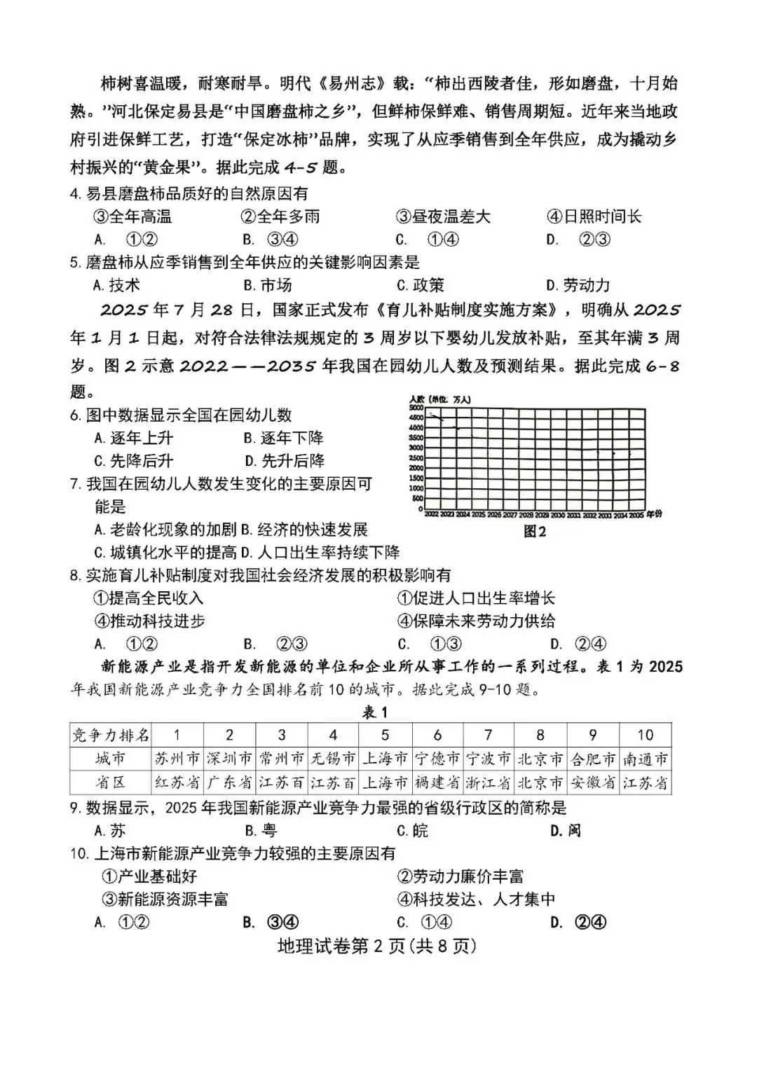 2026年河北保定中考地理模拟题 第2张