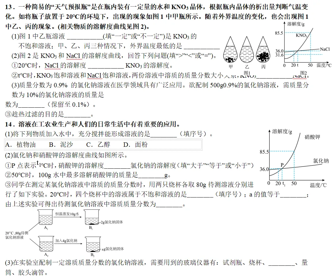 中考专题复习(溶液) 第7张