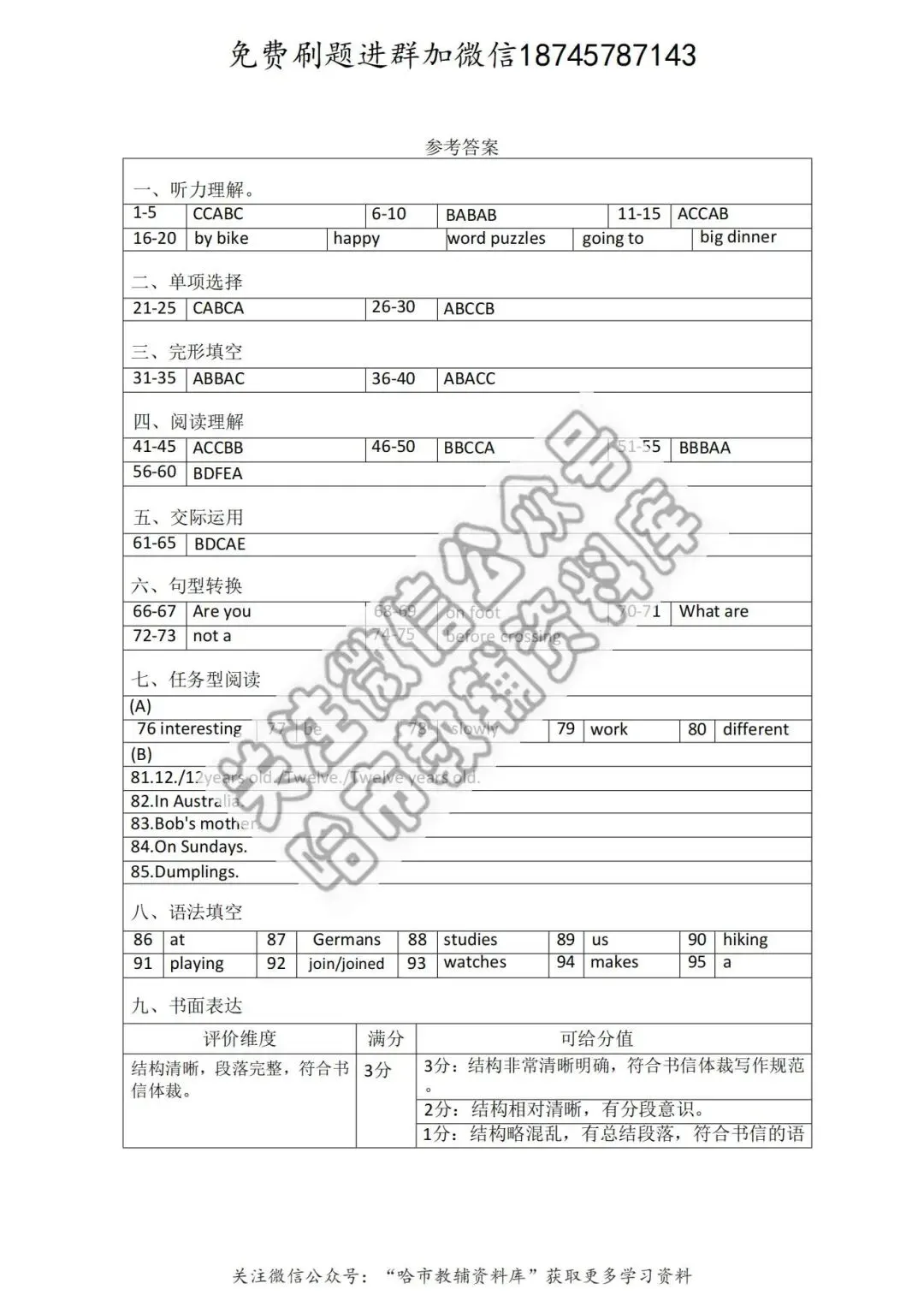 2026哈69中学六年级下英语4月月考试卷及答案 第12张