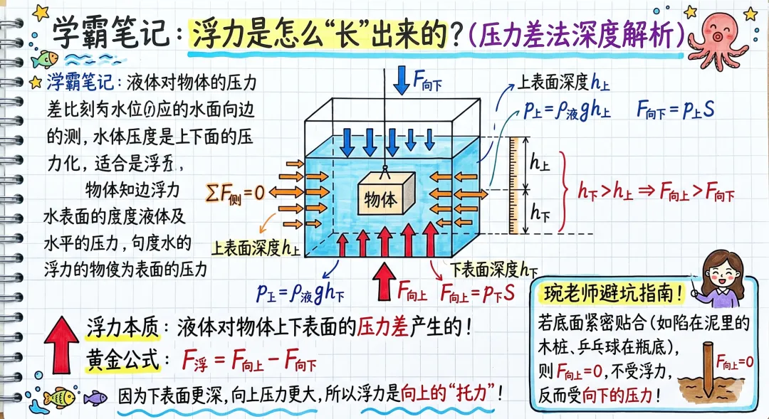 中考物理:浮力全能通关讲义--浮力的产生与本质 第1张
