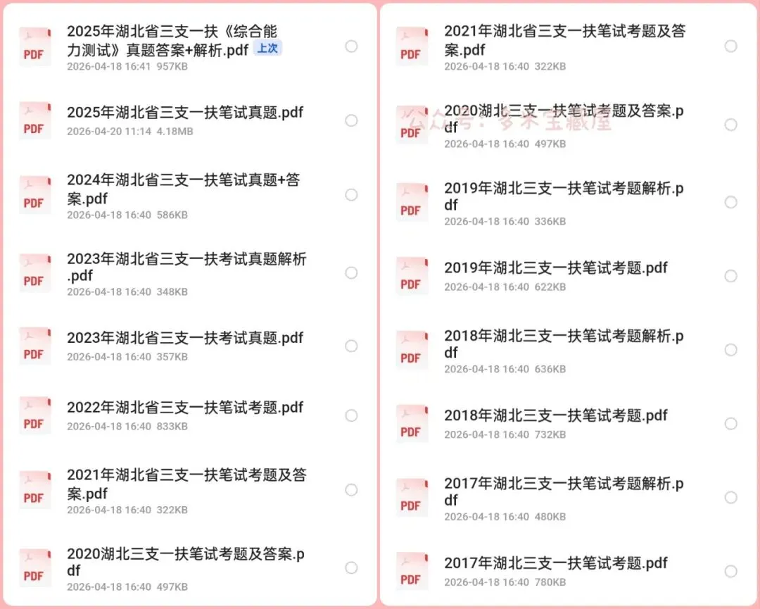 湖北省三支一扶历年真题及答案解析(2017-2025年) 第1张