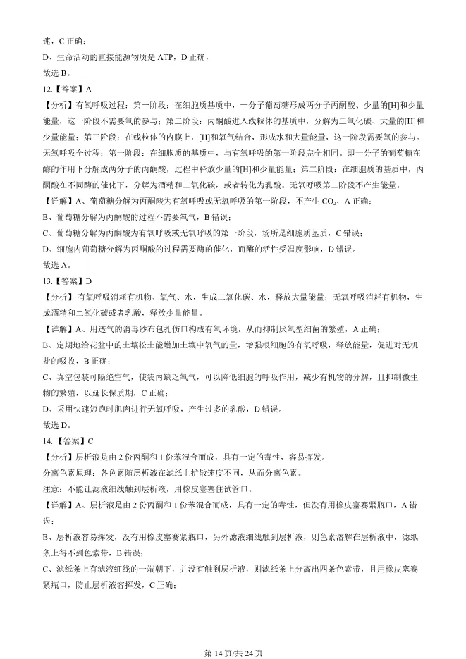 2024北京顺义高一上册期末生物试卷(有答案)【可下载】 第14张