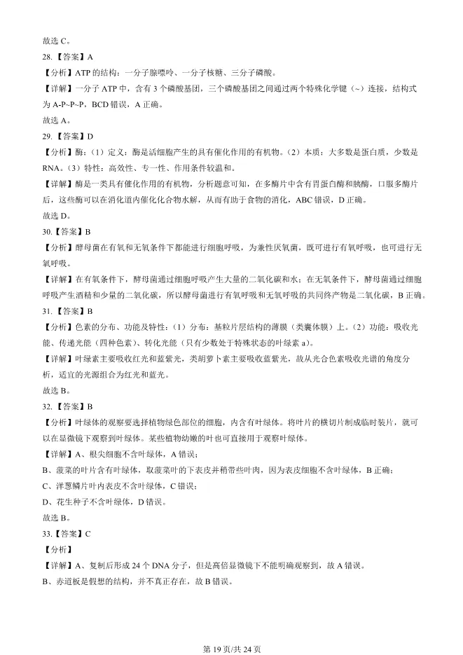 2024北京顺义高一上册期末生物试卷(有答案)【可下载】 第19张