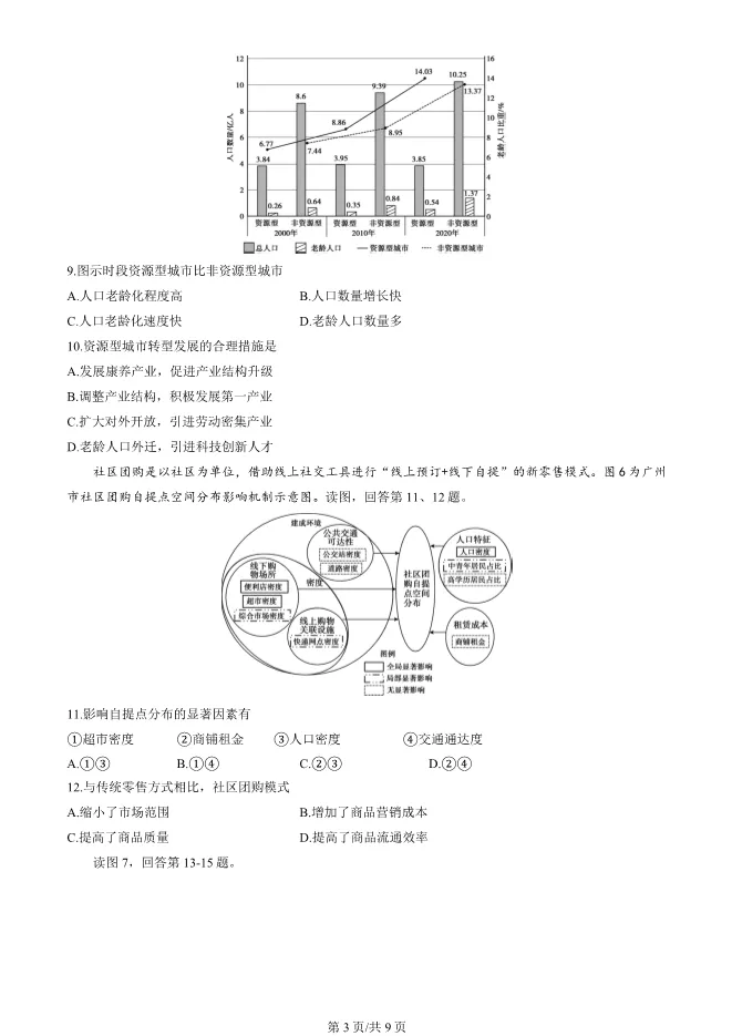 2024北京顺义高三上册期末地理试卷(第一次统练)(有答案)【可下载】 第3张