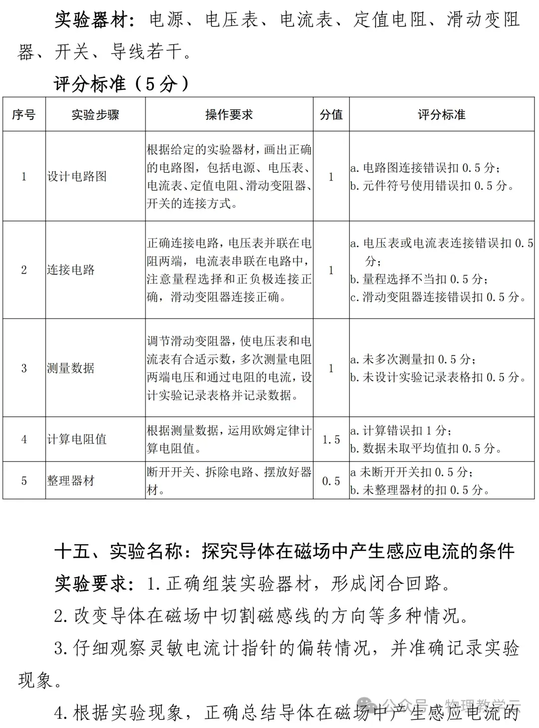 【物理实验】中考物理实验操作题库及评分标准 第17张