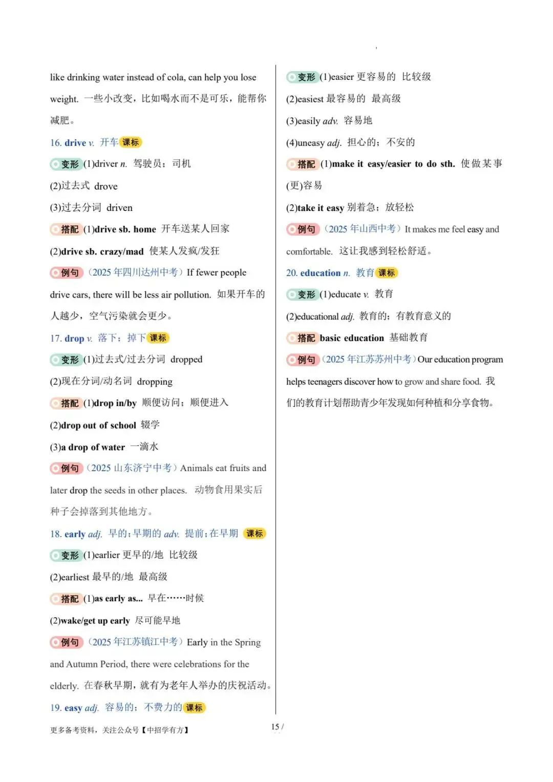 记忆+速练|2026年中考英语核心词汇变形归纳(打印背诵版) 第16张