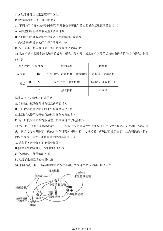 2024北京顺义高二上册期末生物试卷(有答案)【可下载】 第3张