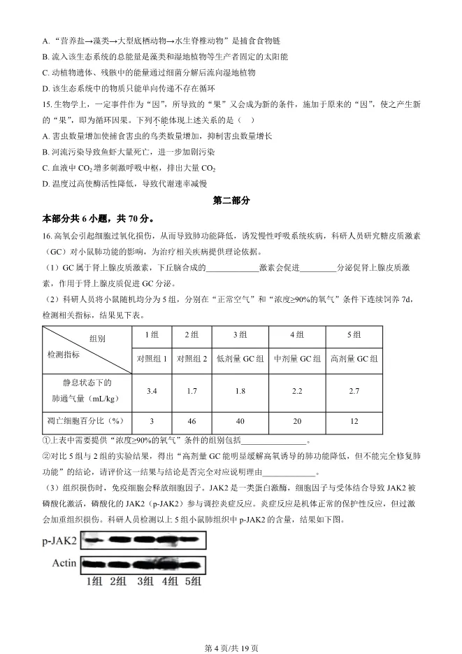 2024北京顺义高二上册期末生物试卷(有答案)【可下载】 第4张