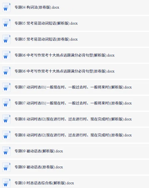 中考各科专题复习汇总 语文数学英语物理化学道法生物地理 第18张