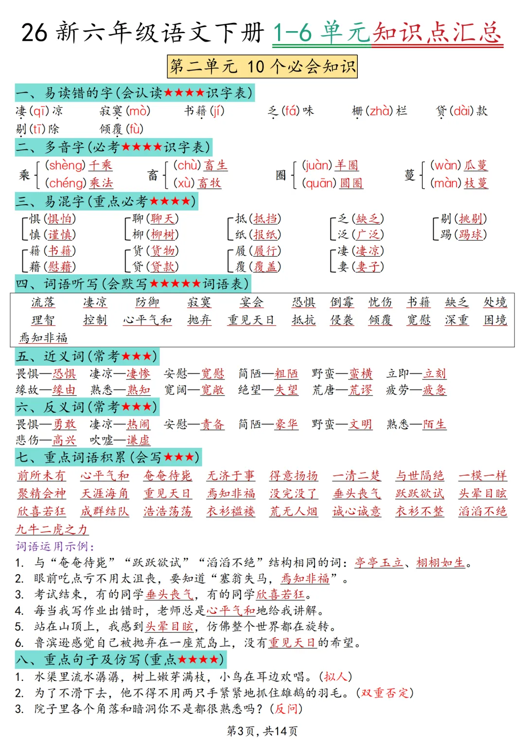 六年级期中复习试卷+模拟卷免费领! 第3张