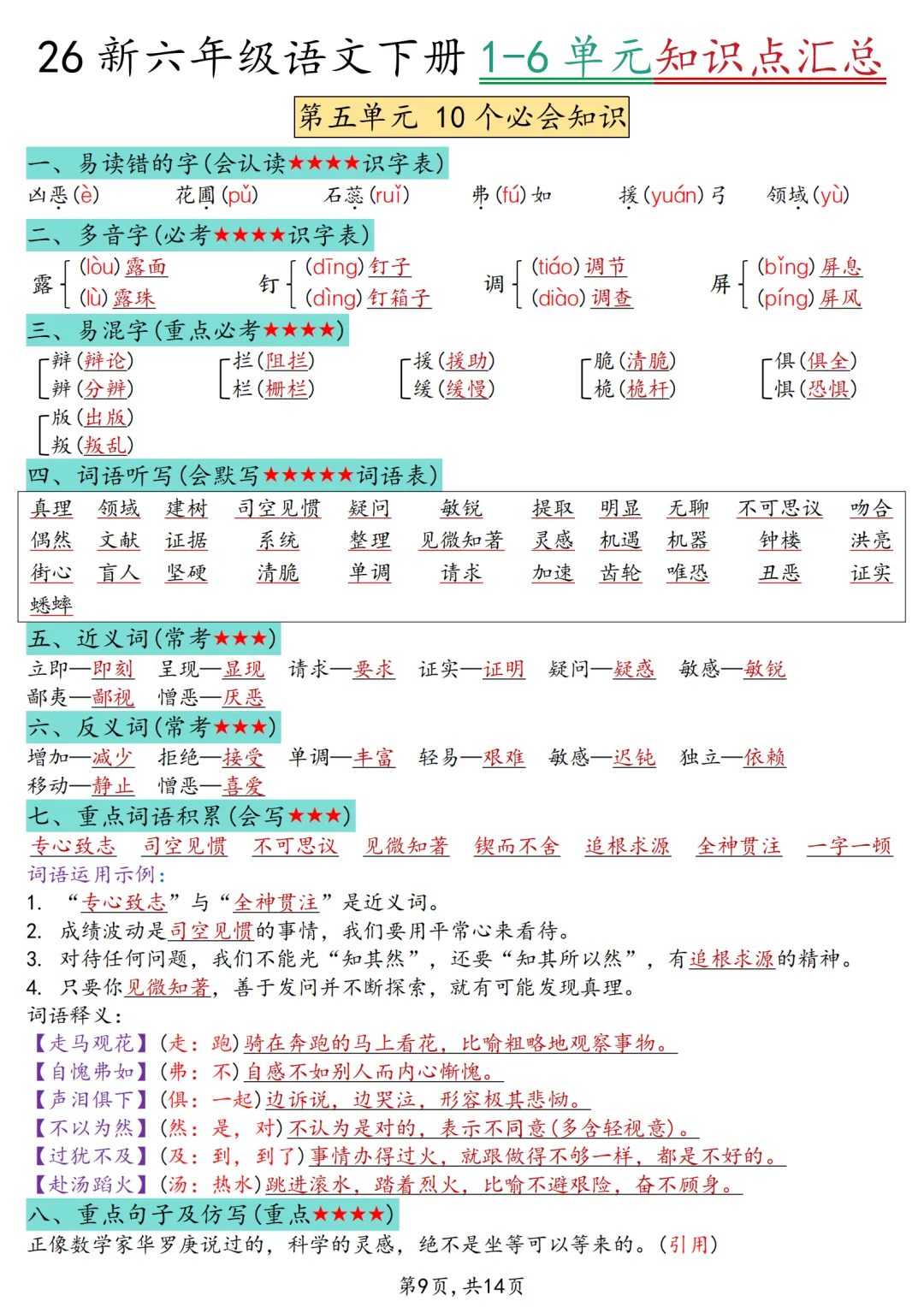 六年级期中复习试卷+模拟卷免费领! 第9张