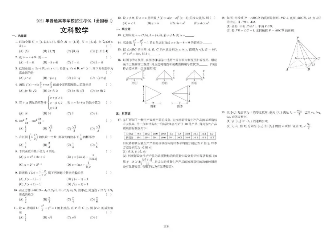 历届高考数学真题及答案解析(1917~2025,持续更新) 第5张