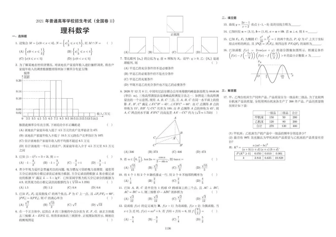 历届高考数学真题及答案解析(1917~2025,持续更新) 第7张