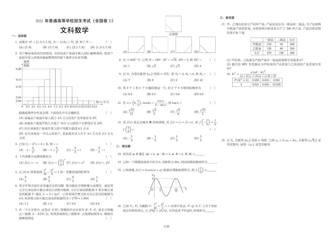 历届高考数学真题及答案解析(1917~2025,持续更新) 第9张