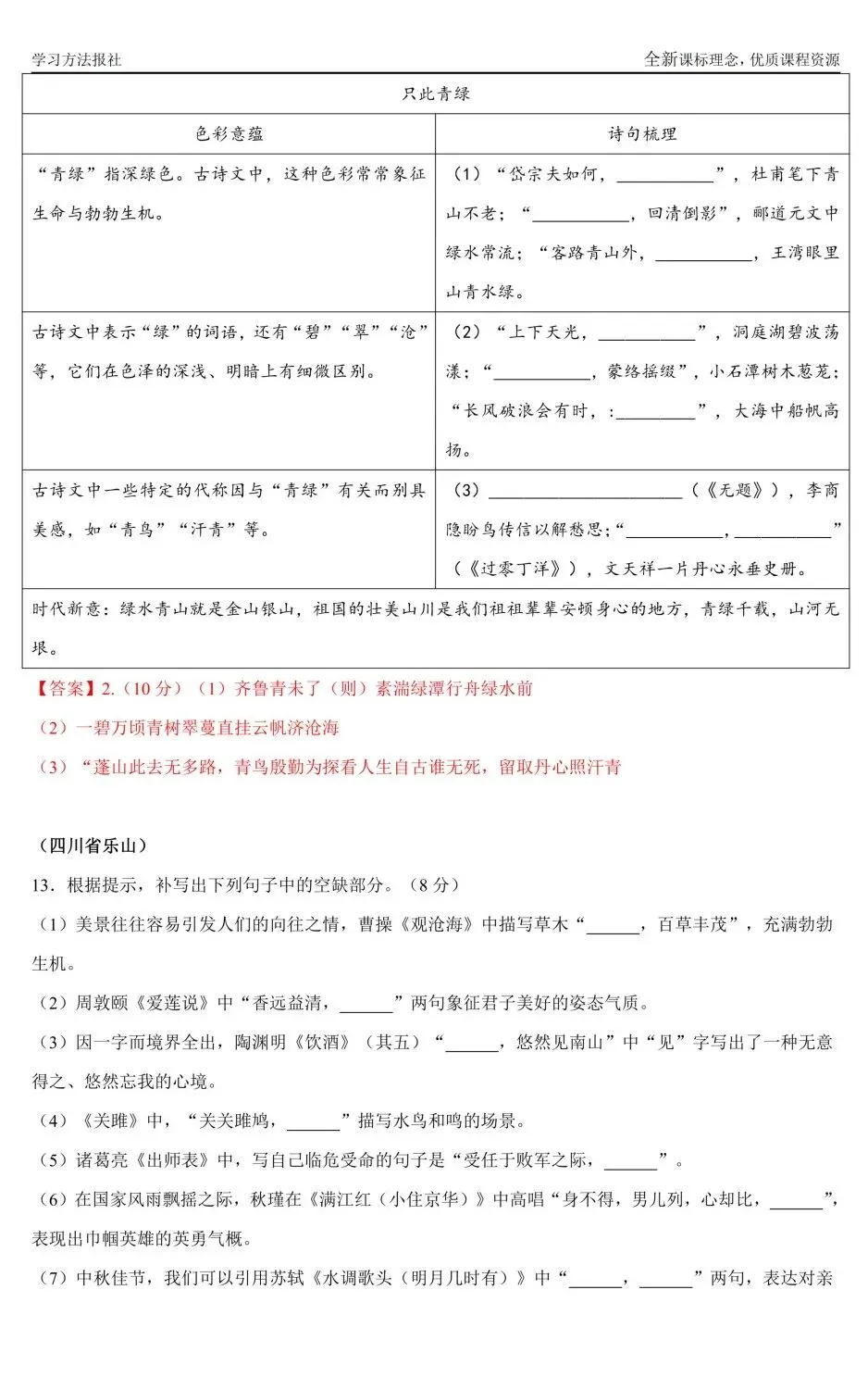 2026山西中考语文 | 古诗文名句默写专题 第11张