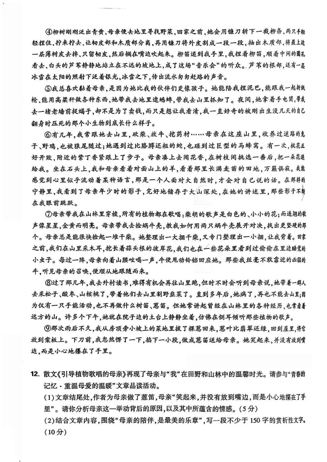 2026年初中学业水平模拟考试适应性测试语文(一) 第5张