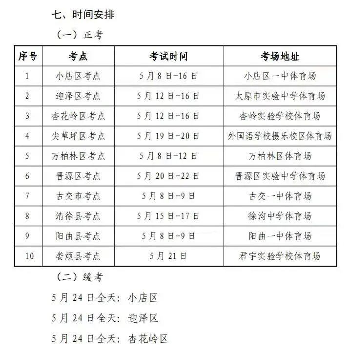 2026太原中考体育时间 第1张