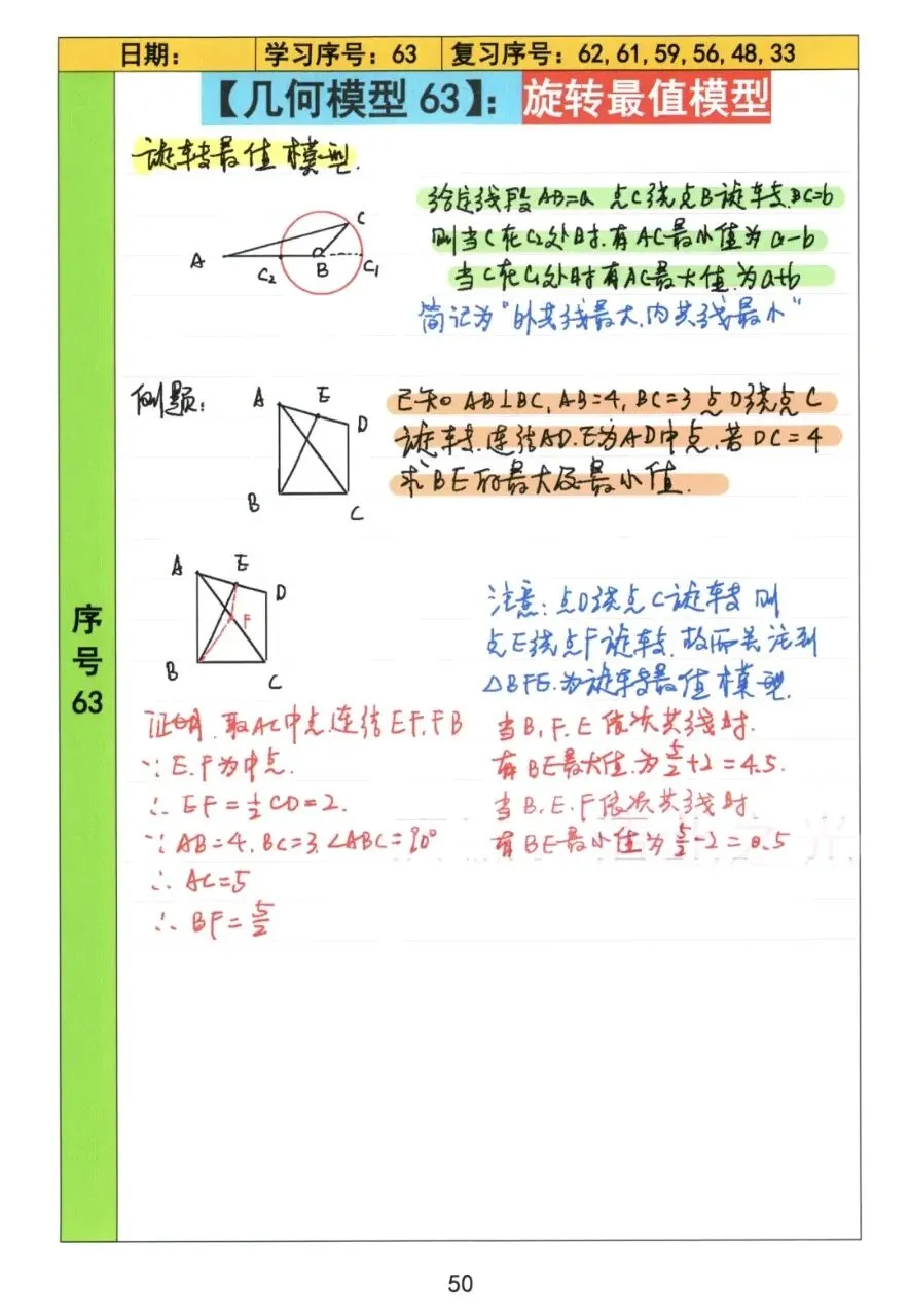 【初中几何】中考几何常考72模型手稿 第51张