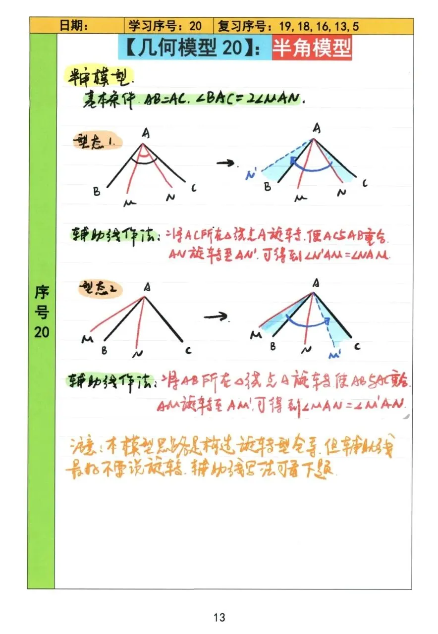 【初中几何】中考几何常考72模型手稿 第14张