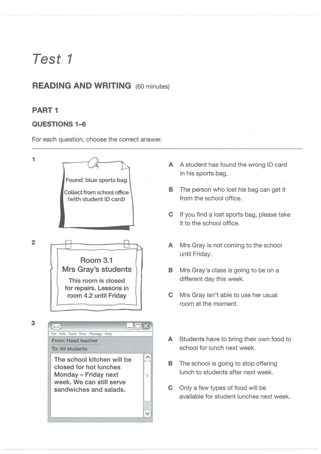 最新KET阅读与写作真题模考(1) 第2张