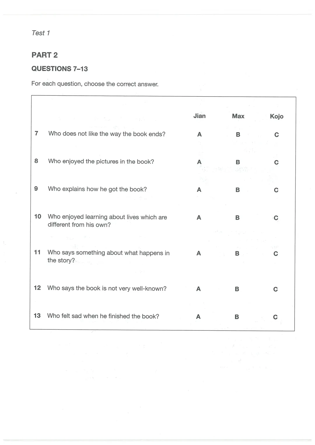 最新KET阅读与写作真题模考(1) 第4张