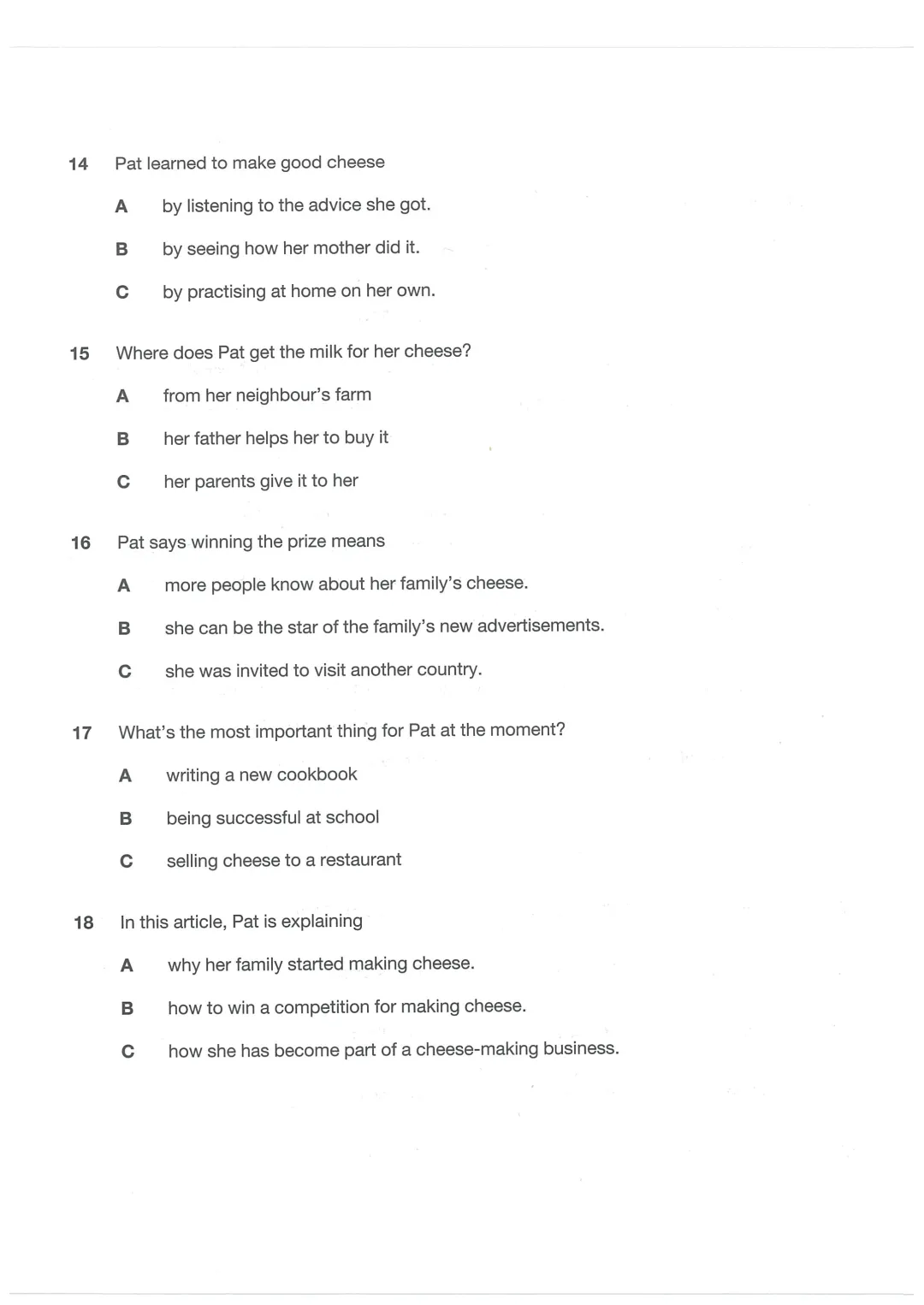 最新KET阅读与写作真题模考(1) 第7张