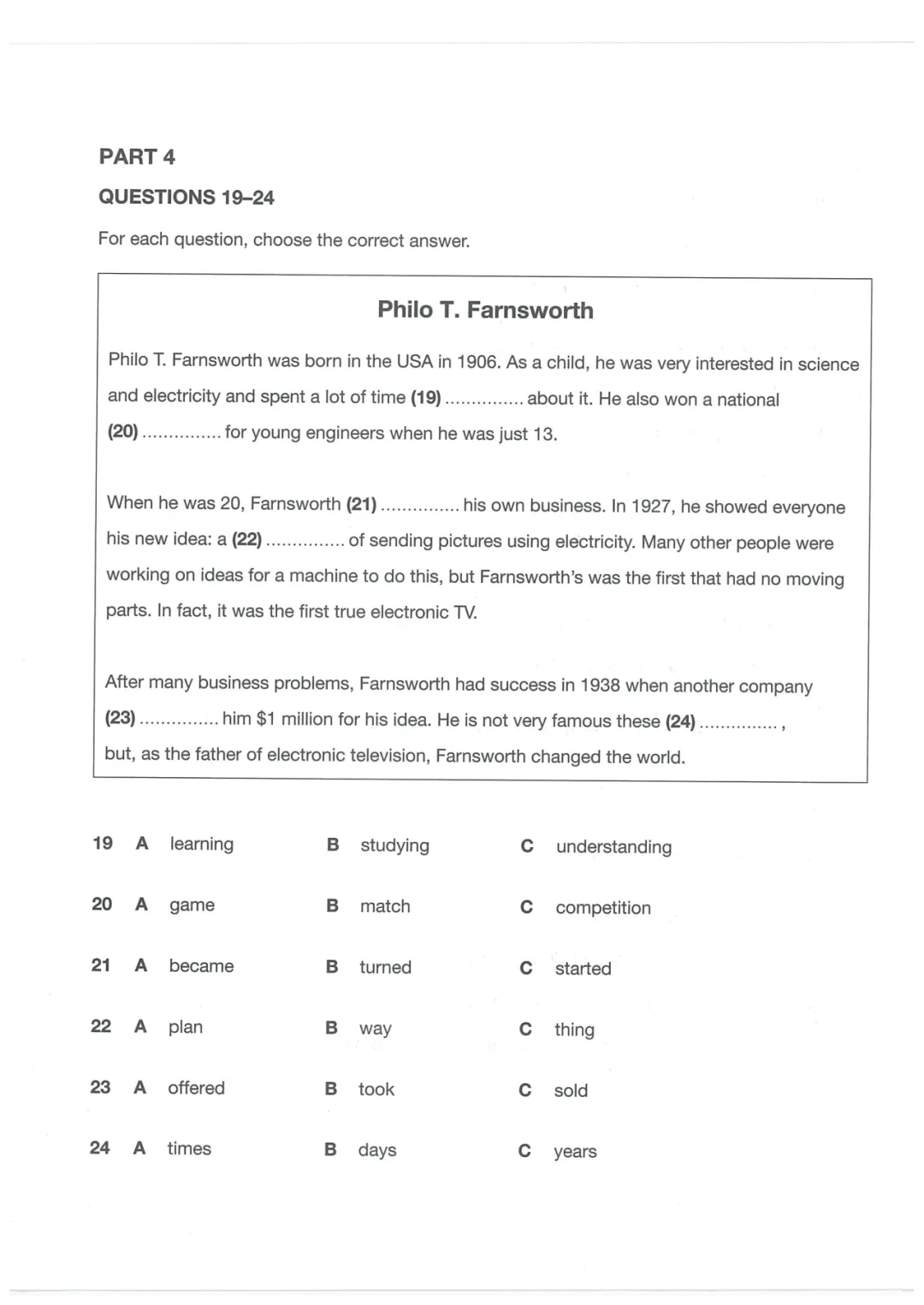最新KET阅读与写作真题模考(1) 第8张