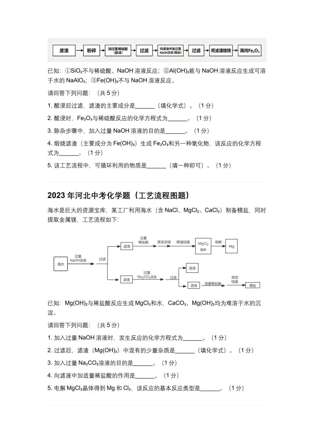 河北中考化学|工艺流程图题型满分攻略,技巧+习题一次搞定! 第5张
